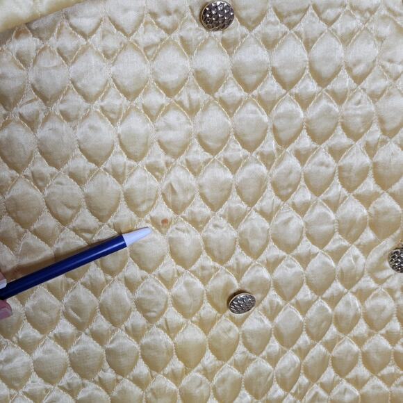 Vintage 50s Paulette of New York Yellow Satin-y Quilted Coat, XXL - Picture 9 of 10